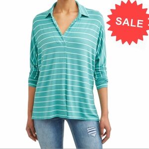 ‼️4/$15‼️ Polo Popover Striped Top